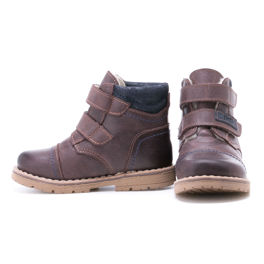 (EV2447-7/ EV2448-7) Emel velcro winter shoes - dark brown
