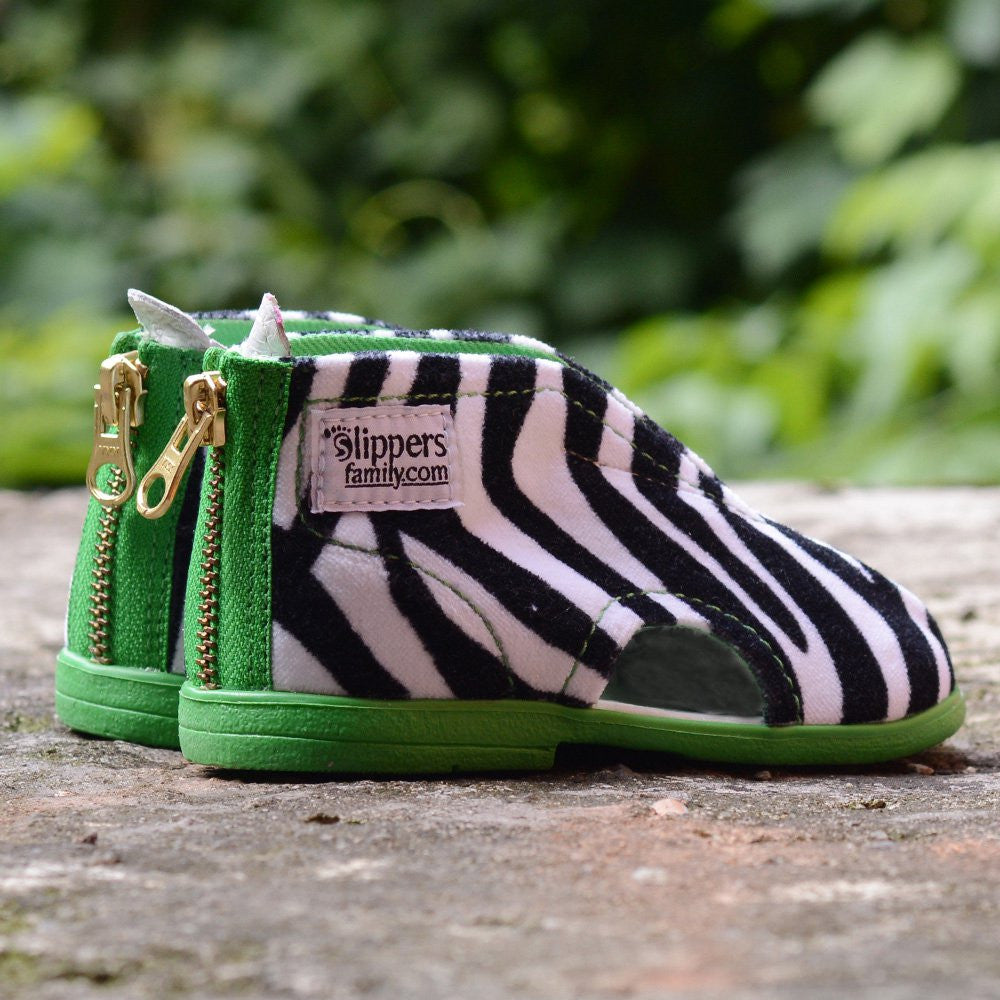 Zebra Slippers Green - MintMouse (Unicorner Concept Store)