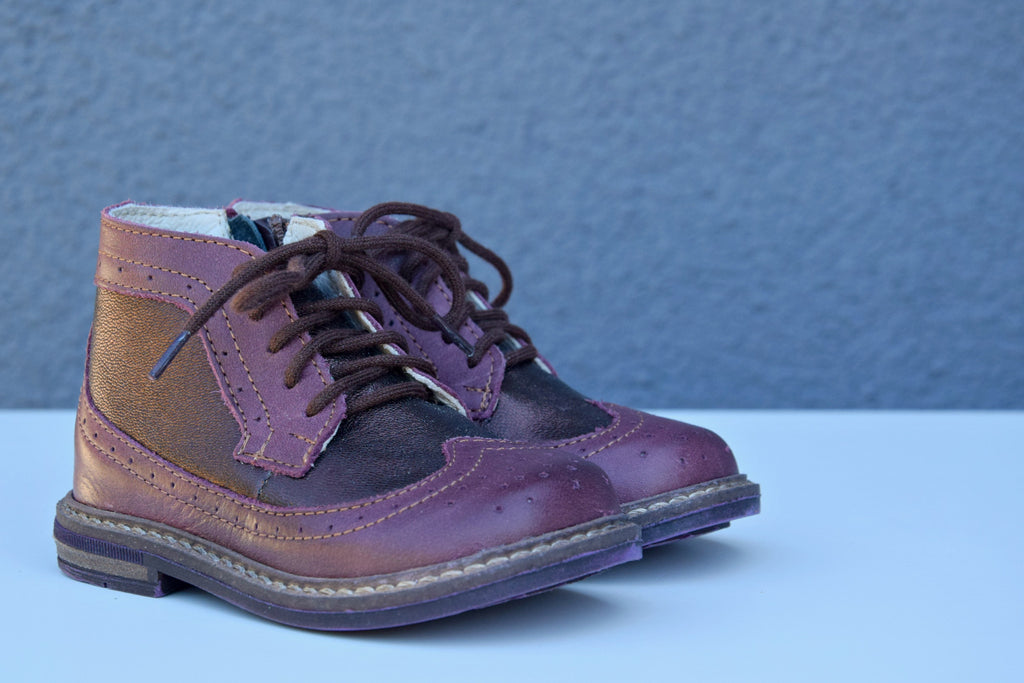 Emel Aubergine Brogue Lace Up Boots (E2608A-4) - MintMouse (Unicorner Concept Store)