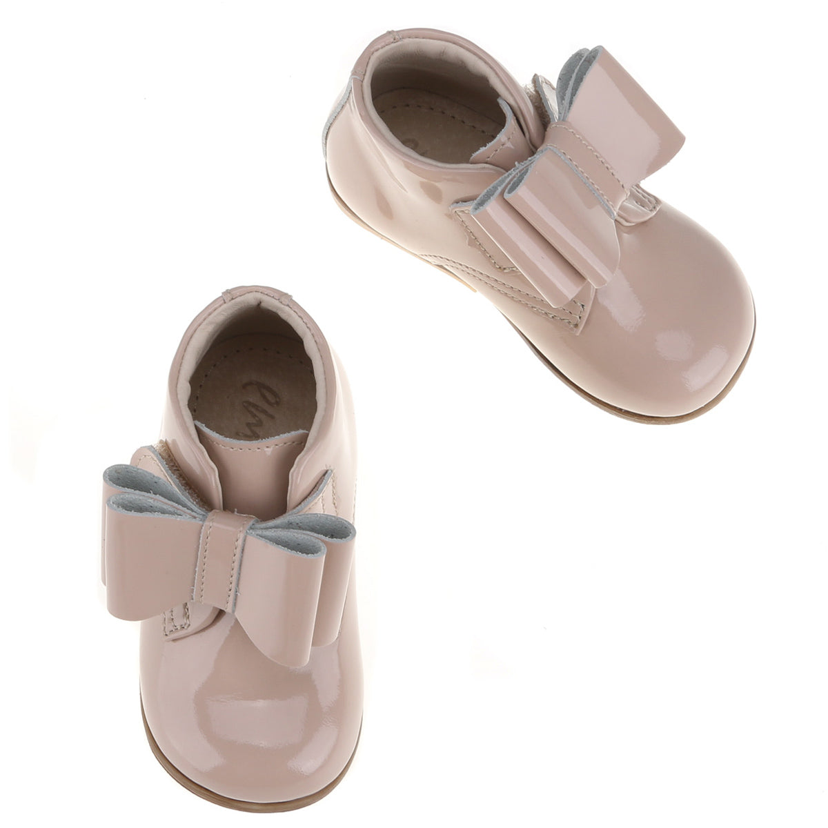 (1899-6) Emel Bow velcro First shoe - Patent beige - MintMouse (Unicorner Concept Store)