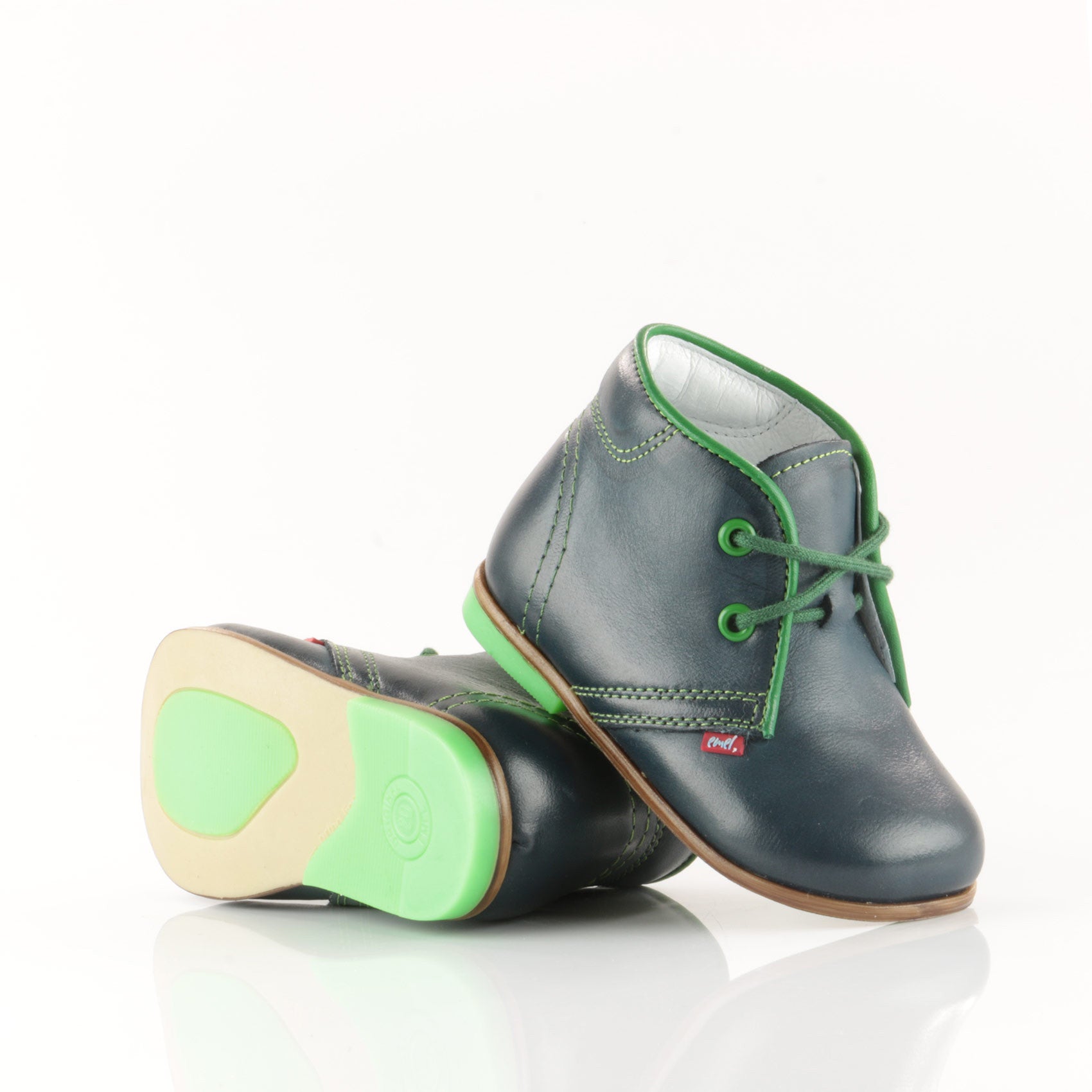 (2195-16) Emel Navy-Green Lace Up Shoes - MintMouse (Unicorner Concept Store)