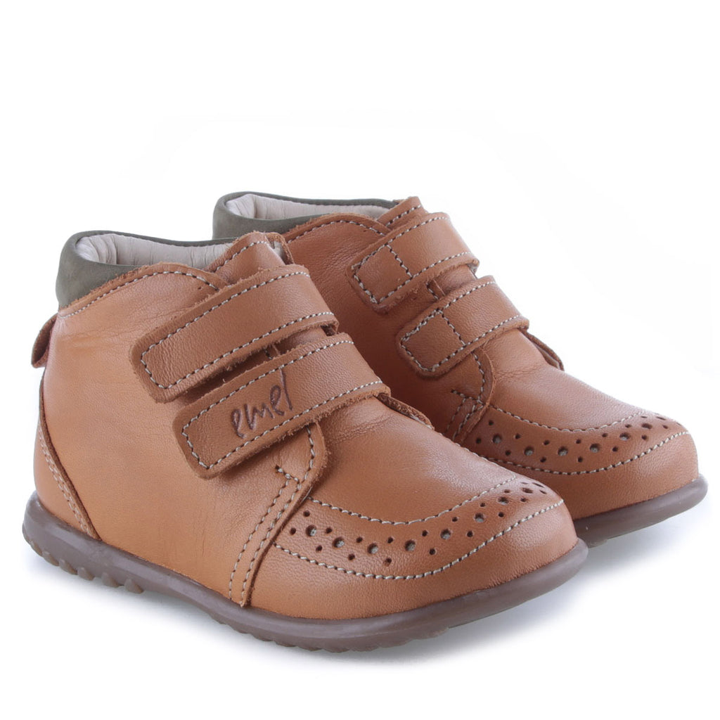(2439B-10) Emel first shoes Brown velcro - MintMouse (Unicorner Concept Store)