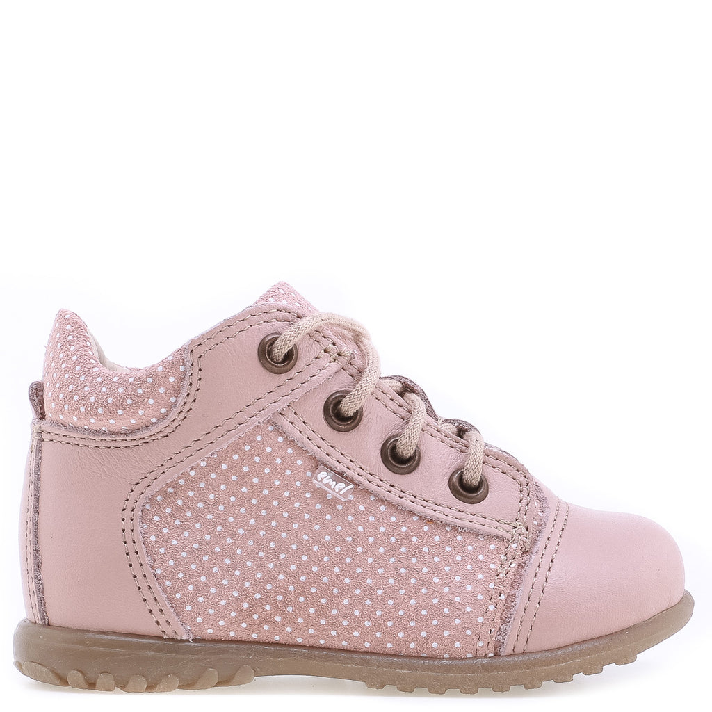 (2369-3) Emel Lace Up First Shoes pink polka dots - MintMouse (Unicorner Concept Store)