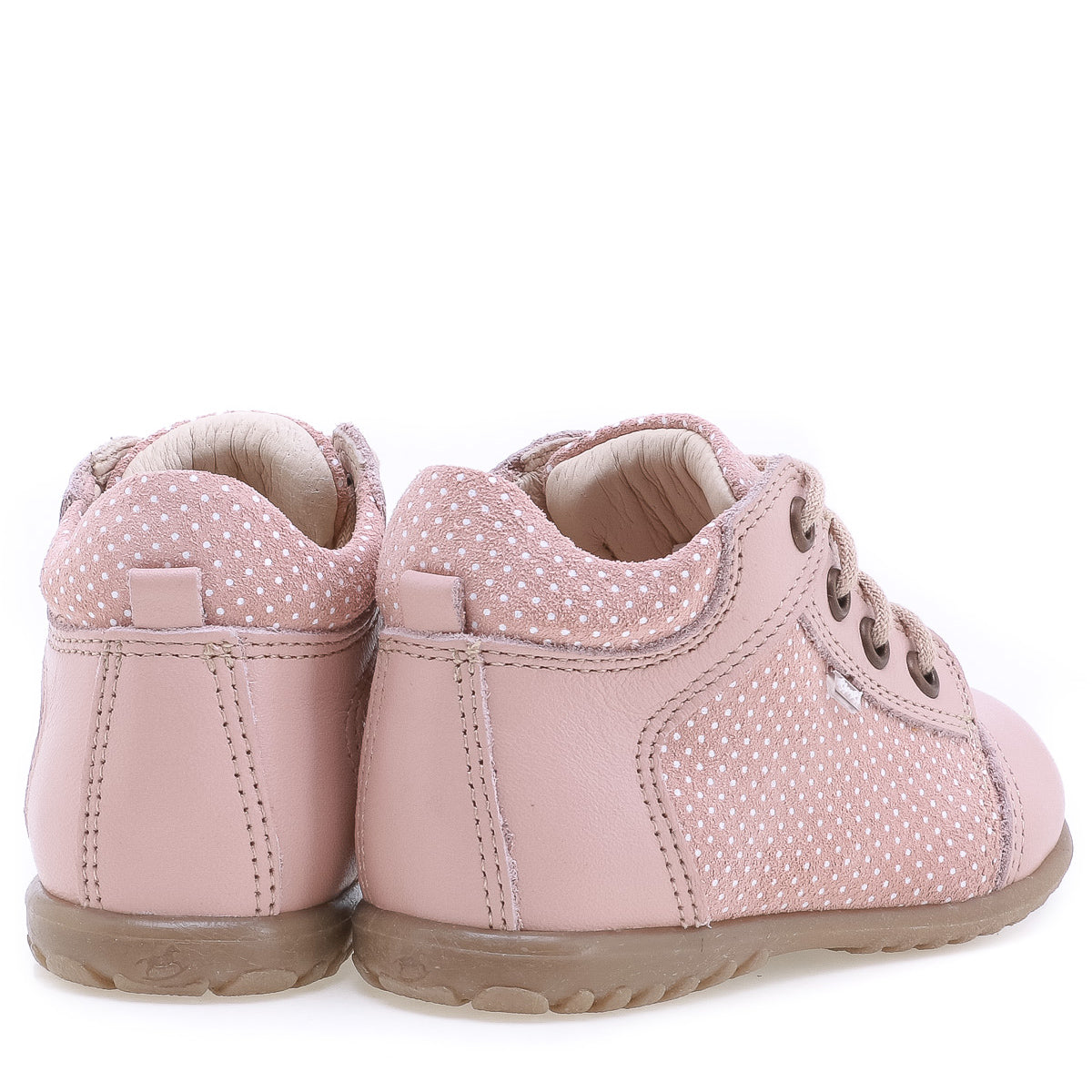 (2369-3) Emel Lace Up First Shoes pink polka dots - MintMouse (Unicorner Concept Store)