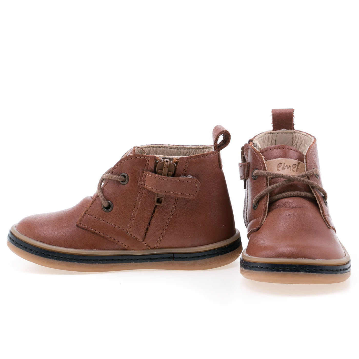 (2621A-12) Emel brown lace-up shoes with zipper - MintMouse (Unicorner Concept Store)