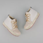 (2624C-1) Emel Beige Patent leather Lace Up Sneakers with zipper - MintMouse (Unicorner Concept Store)