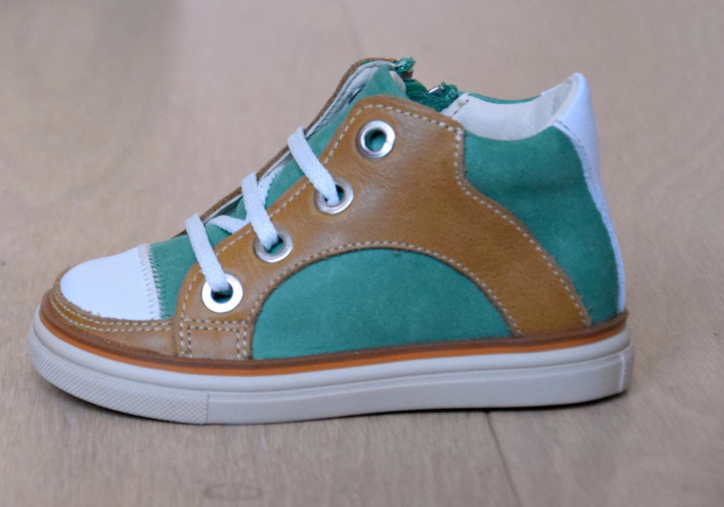 (2630-17) Green Cognac Lace Up Trainers with zipper - MintMouse (Unicorner Concept Store)