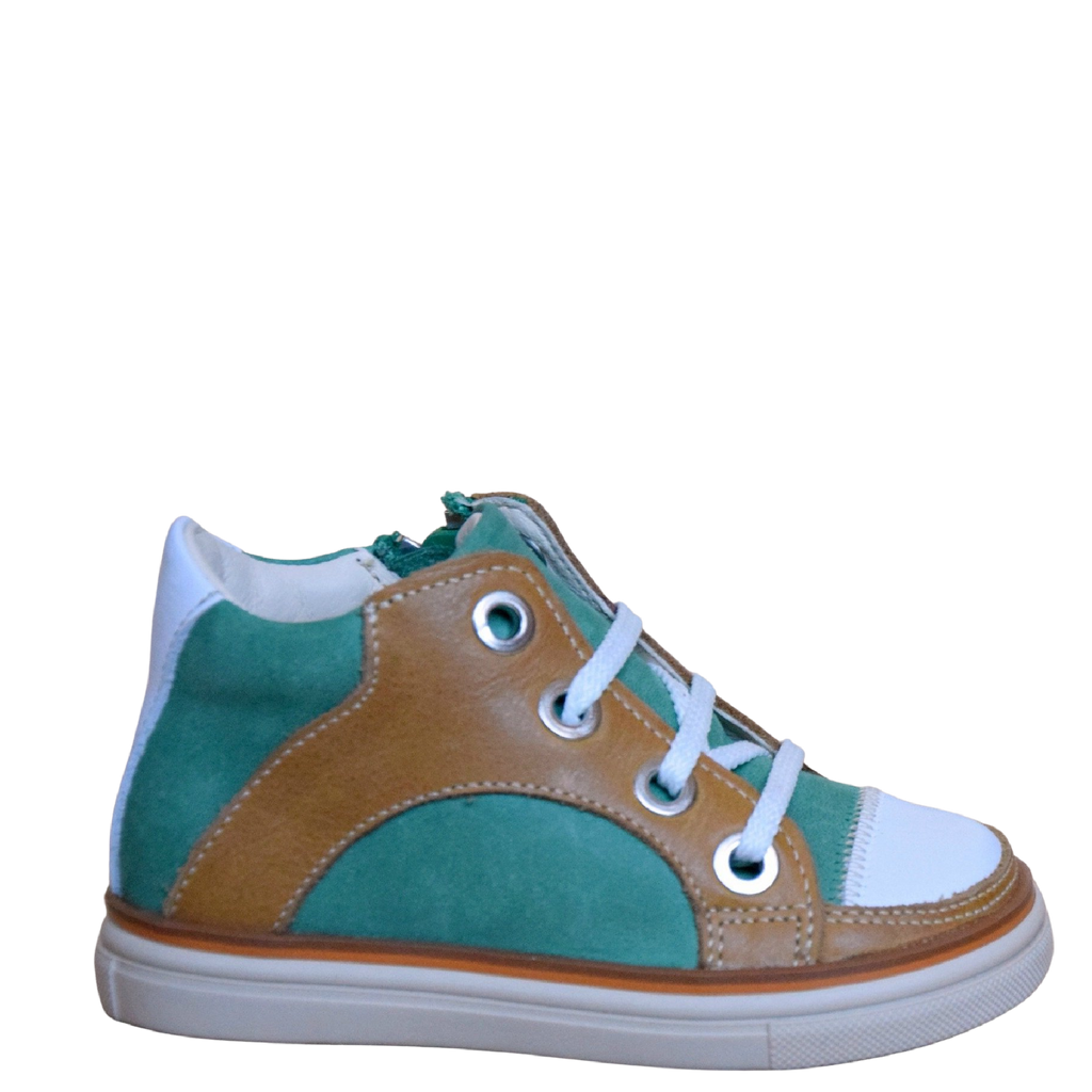 (2630-17) Green Cognac Lace Up Trainers with zipper - MintMouse (Unicorner Concept Store)