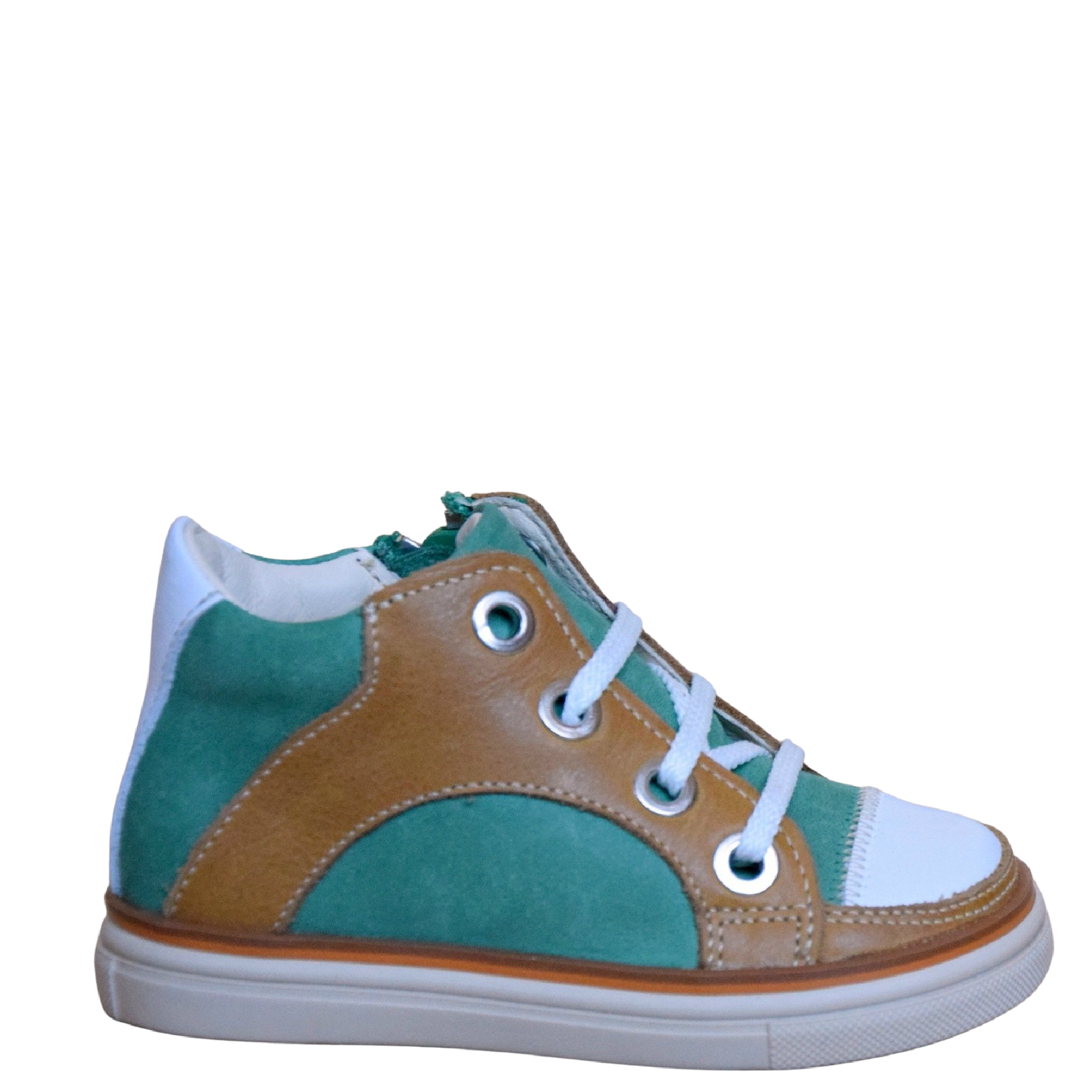 (2630-17) Green Cognac Lace Up Trainers with zipper - MintMouse (Unicorner Concept Store)