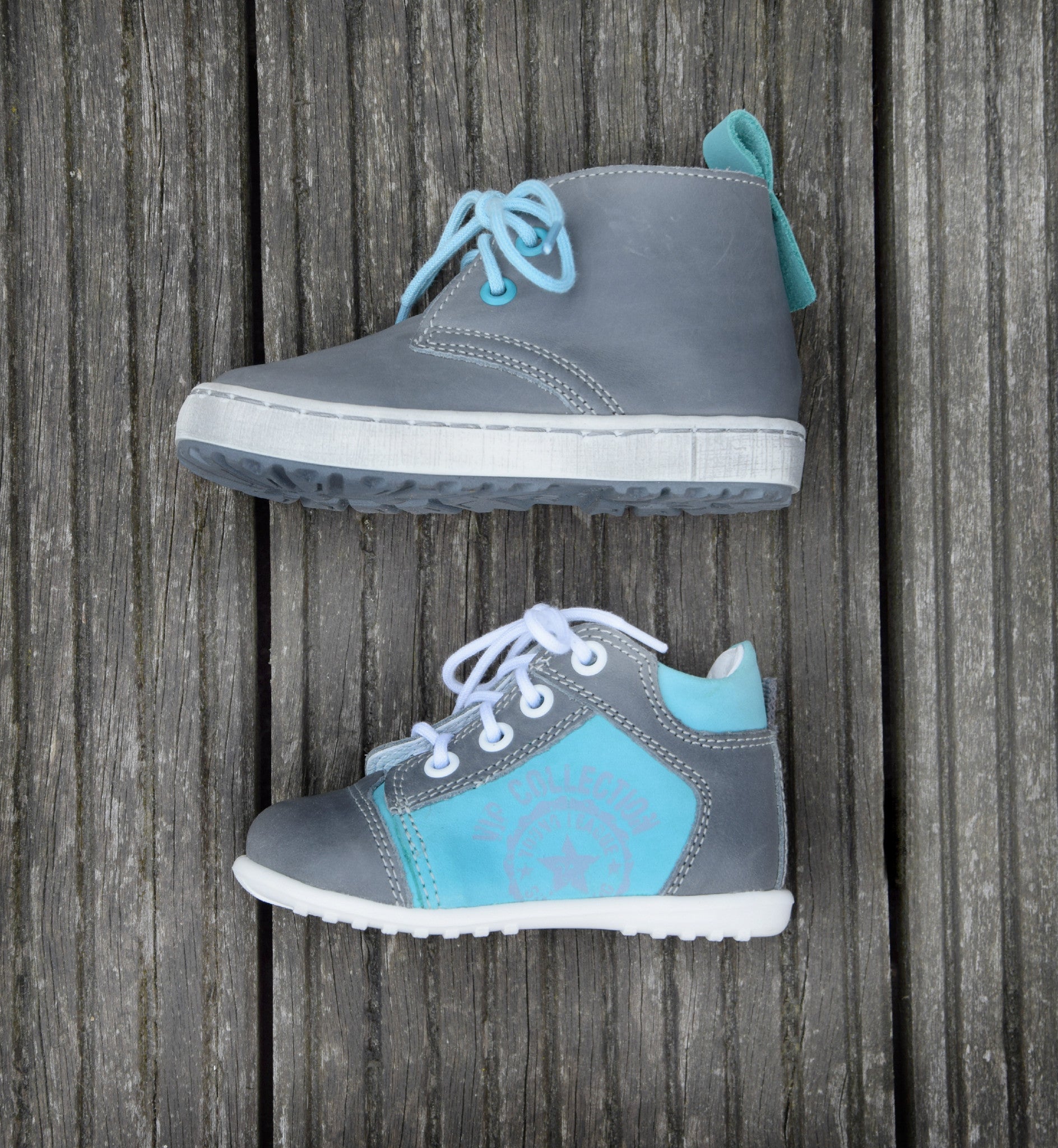 (2150-10) Emel Grey Blue Lace Up Trainers - MintMouse (Unicorner Concept Store)