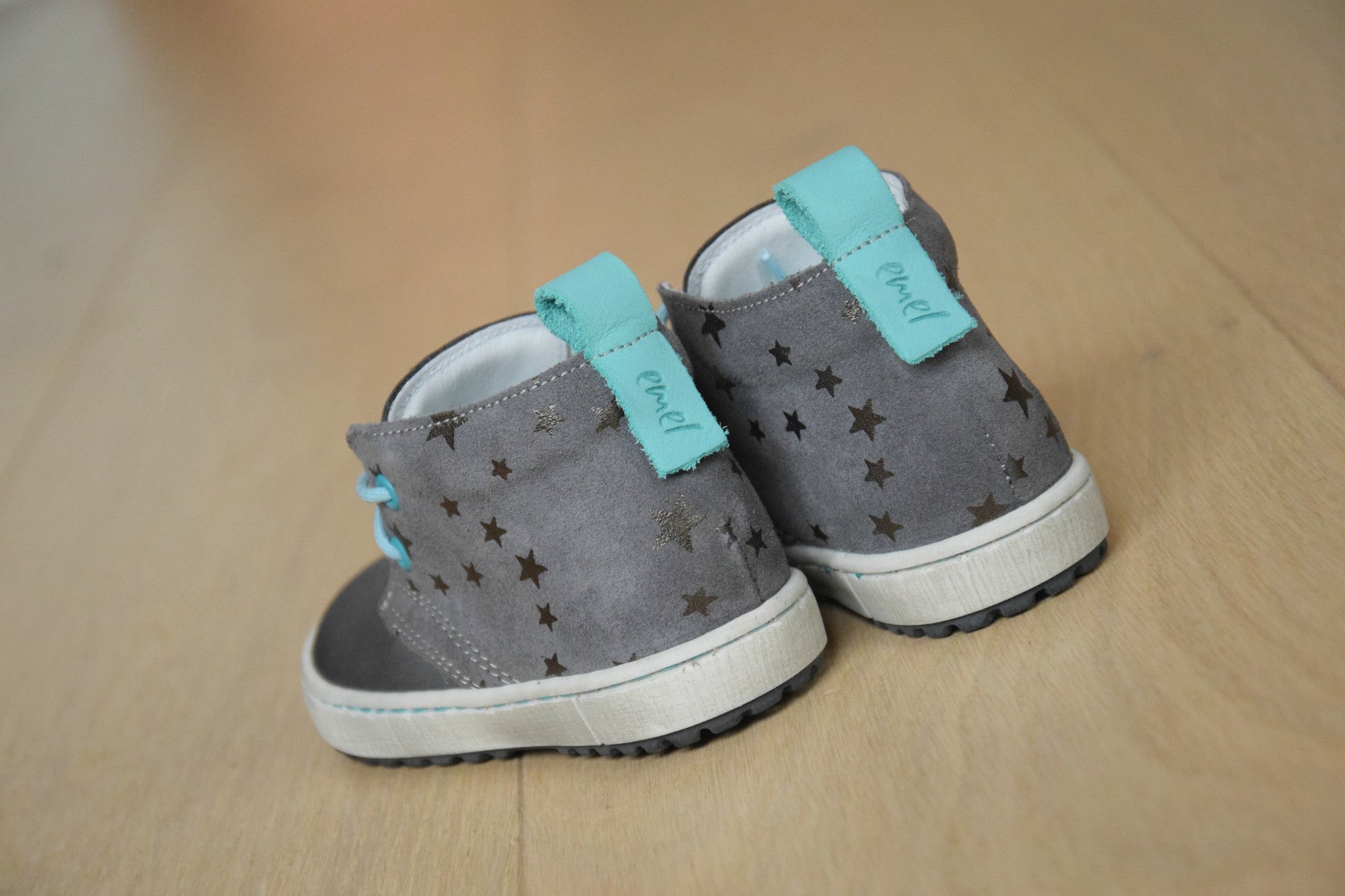 (2150-101) Emel Grey Blue Lace Up Trainers with stars - MintMouse (Unicorner Concept Store)