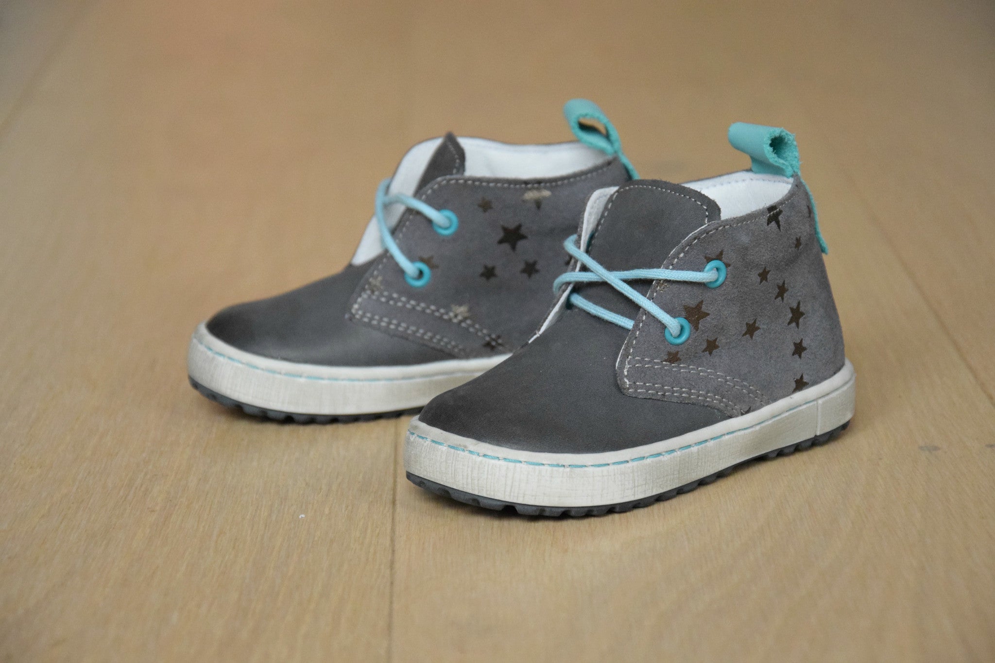 (2150-101) Emel Grey Blue Lace Up Trainers with stars - MintMouse (Unicorner Concept Store)