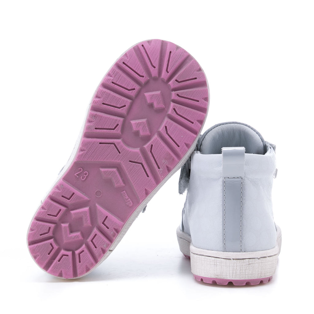 (2624C-3) Grey Pink Patented Lace Up Sneakers with zipper - MintMouse (Unicorner Concept Store)