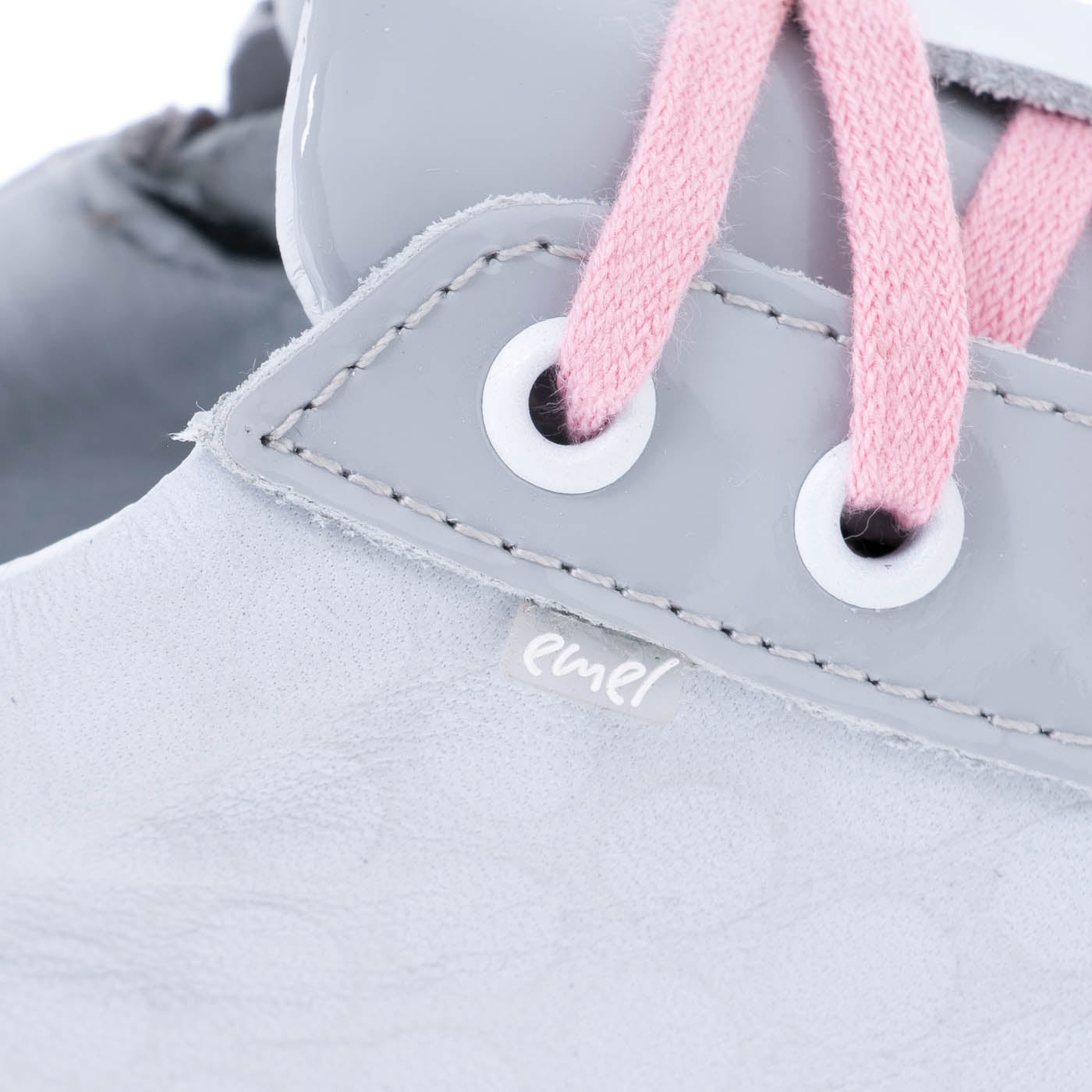 (2624C-3) Grey Pink Patented Lace Up Sneakers with zipper - MintMouse (Unicorner Concept Store)
