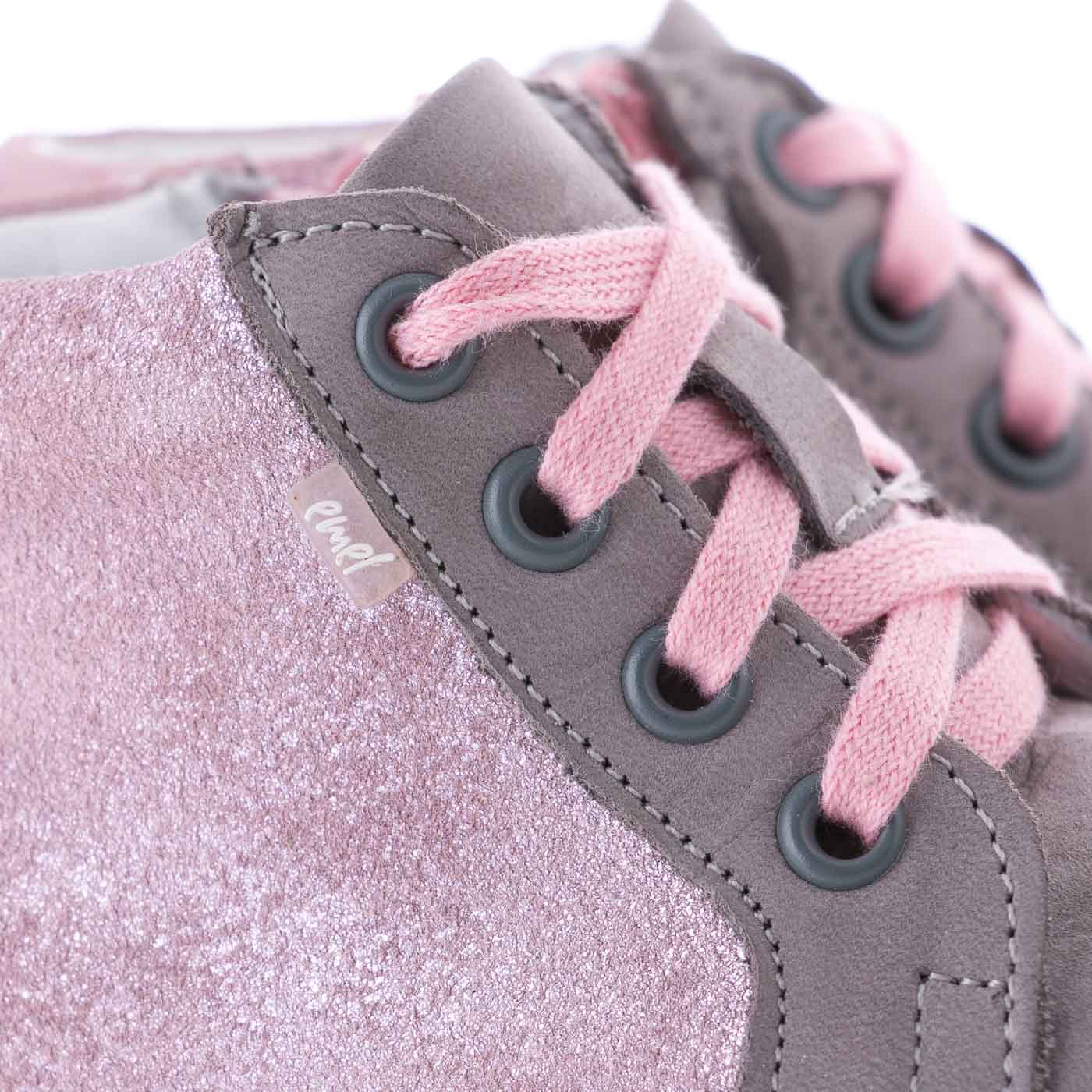 (2624-7) Grey Pink Lace Up Sneakers with zipper - MintMouse (Unicorner Concept Store)