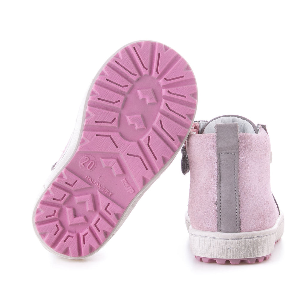 (2624-7) Grey Pink Lace Up Sneakers with zipper - MintMouse (Unicorner Concept Store)