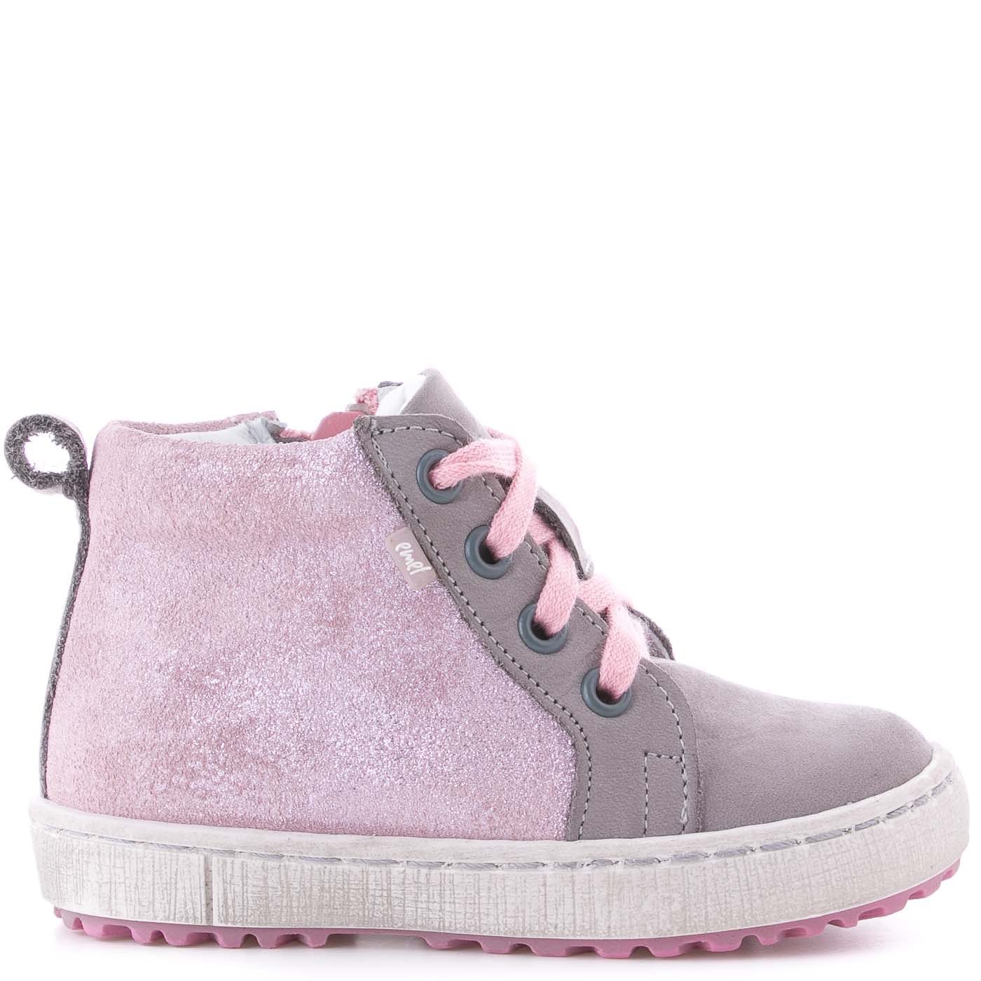 (2624-7) Grey Pink Lace Up Sneakers with zipper - MintMouse (Unicorner Concept Store)