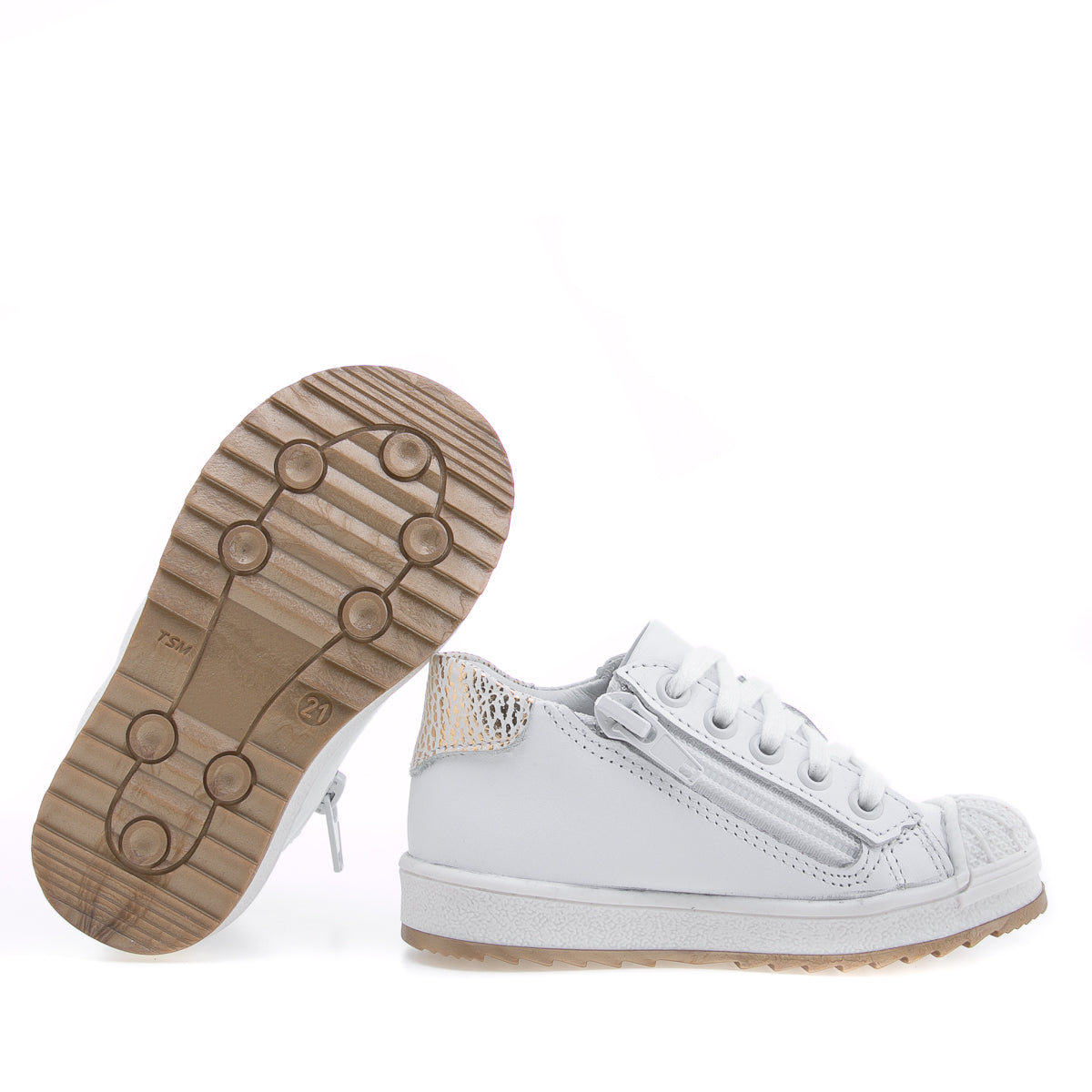 (2627A-22/2628A-22) Low Bumper Trainers white gold with Zipper - MintMouse (Unicorner Concept Store)