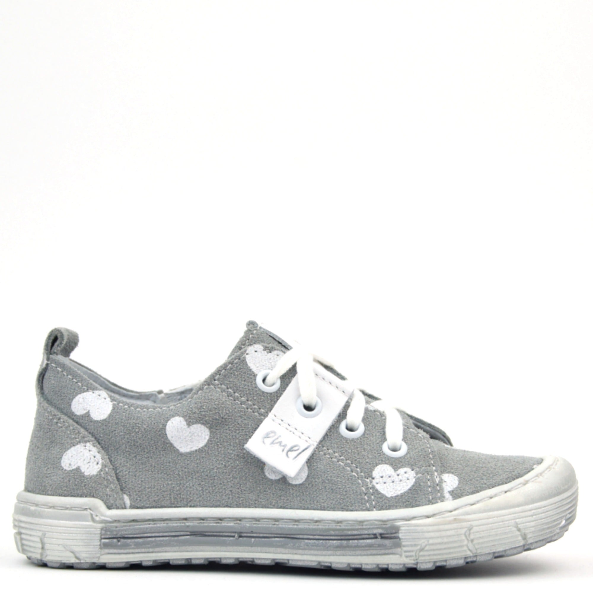 (2251-1) Emel grey hearts Low Lace Up Trainers - MintMouse (Unicorner Concept Store)