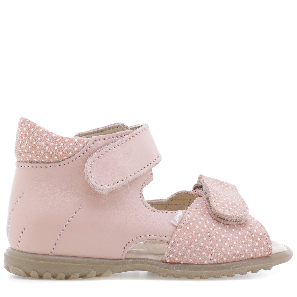 (2431B-6) Emel pink polka dots velcro Sandals.