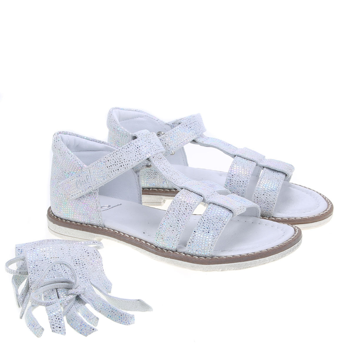 (2618A) Emel white shiny sandals fringes - MintMouse (Unicorner Concept Store)