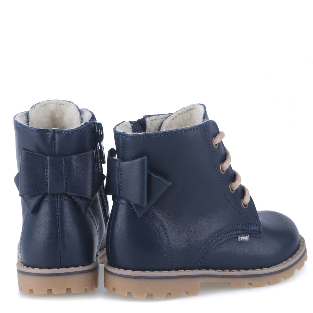 (EV2697B-8) Lace-up Winter boots Blue bow - MintMouse (Unicorner Concept Store)