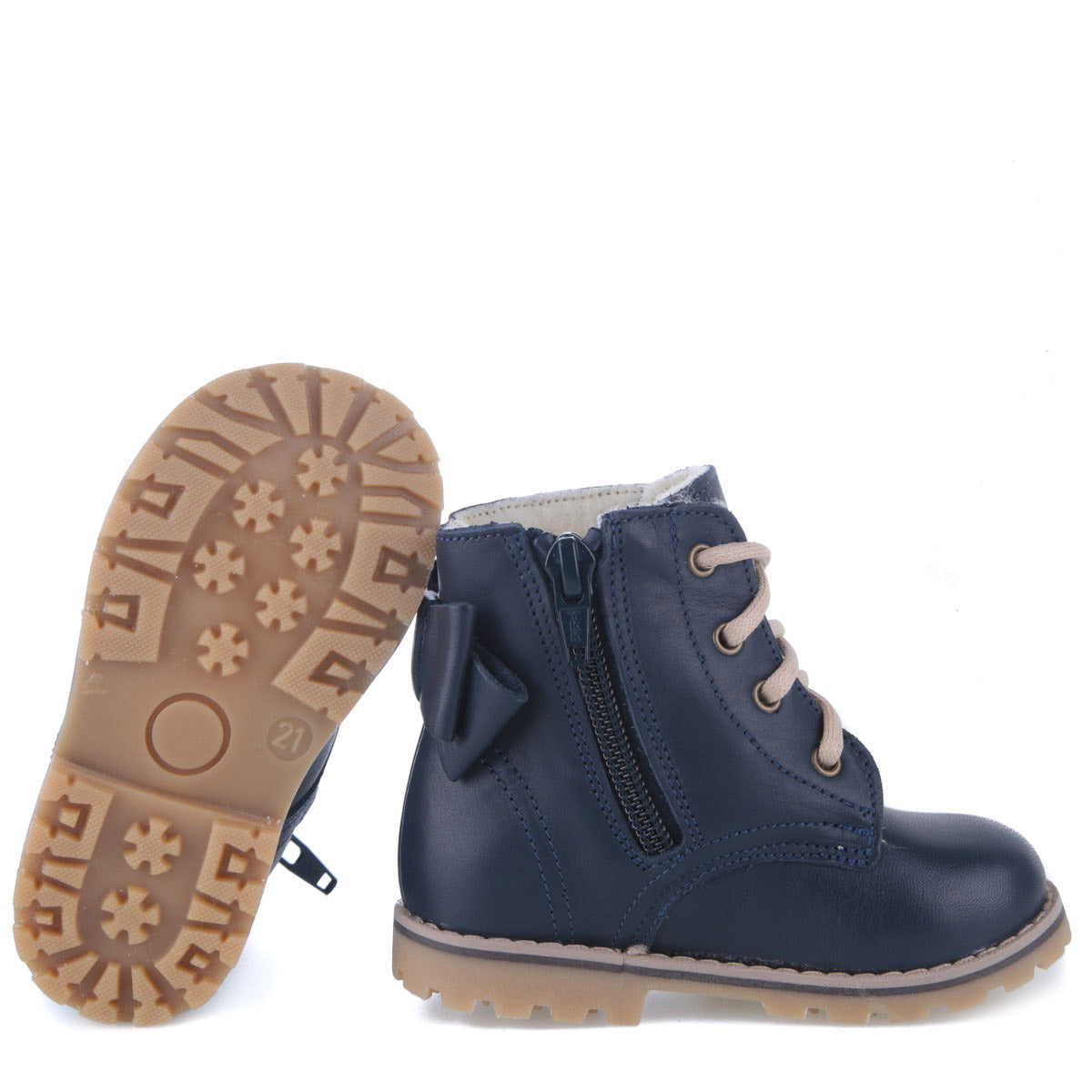 (EV2697B-8) Lace-up Winter boots Blue bow - MintMouse (Unicorner Concept Store)