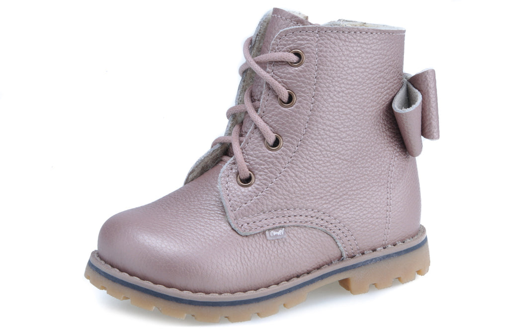 (EV2697B-6) Lace-up Winter boots Pearl pink wool lined - MintMouse (Unicorner Concept Store)