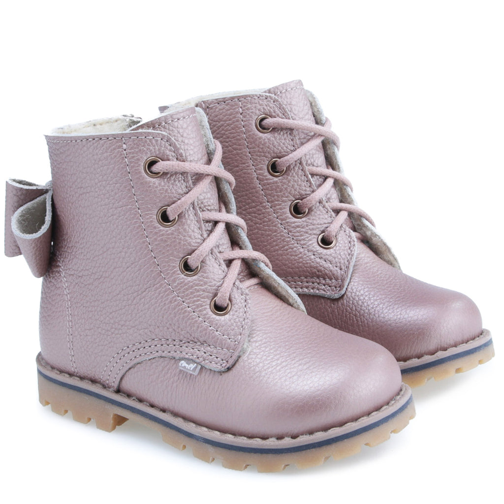 (EV2697B-6) Lace-up Winter boots Pearl pink wool lined - MintMouse (Unicorner Concept Store)