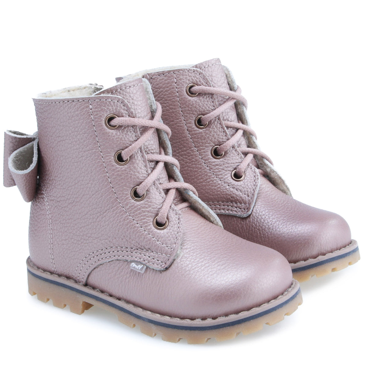 (EV2697B-6) Lace-up Winter boots Pearl pink wool lined - MintMouse (Unicorner Concept Store)