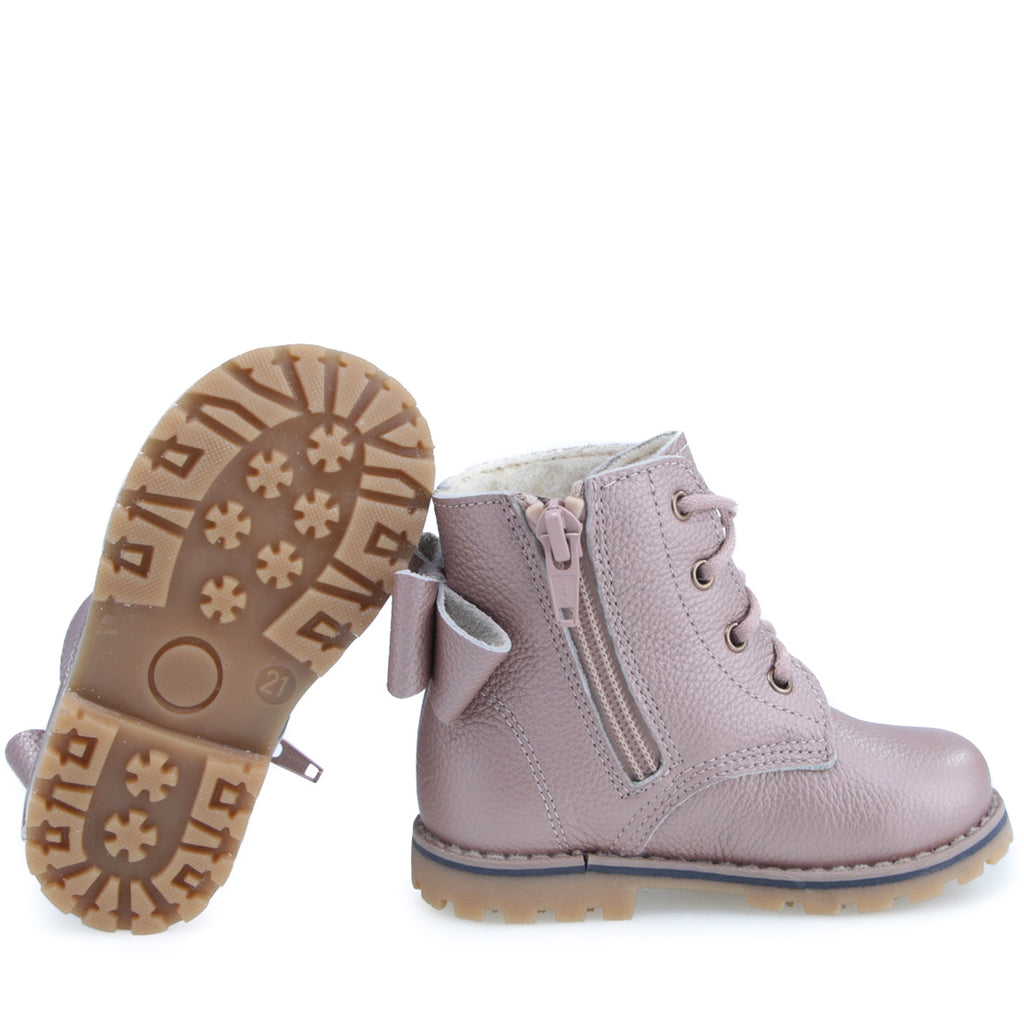 (EV2697B-6) Lace-up Winter boots Pearl pink wool lined - MintMouse (Unicorner Concept Store)