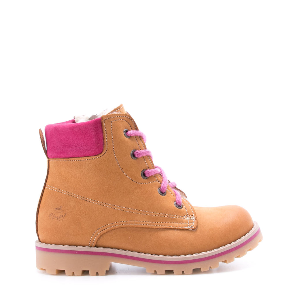 Lace-up Winter boots yellow / pink wool lined (2552-3) - MintMouse (Unicorner Concept Store)