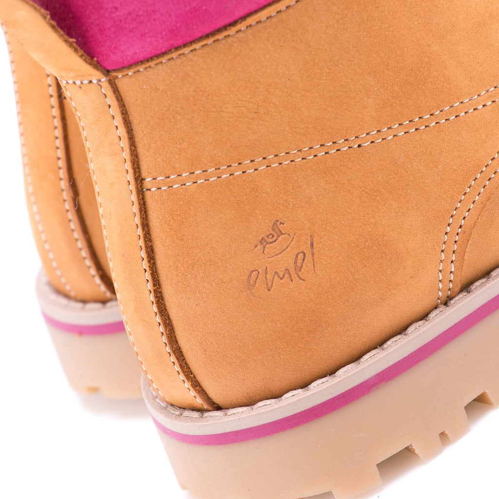 Lace-up Winter boots yellow / pink wool lined (2552-3) - MintMouse (Unicorner Concept Store)