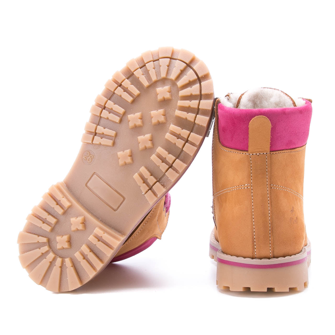 Lace-up Winter boots yellow / pink wool lined (2552-3) - MintMouse (Unicorner Concept Store)