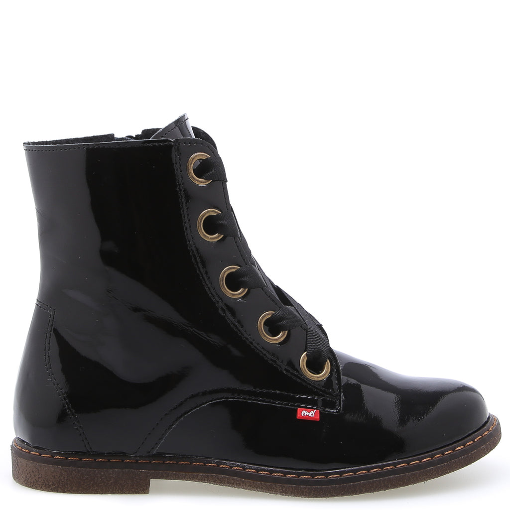 (E2622E-K/EY2622E) Emel Black patent lace-up boots - MintMouse (Unicorner Concept Store)