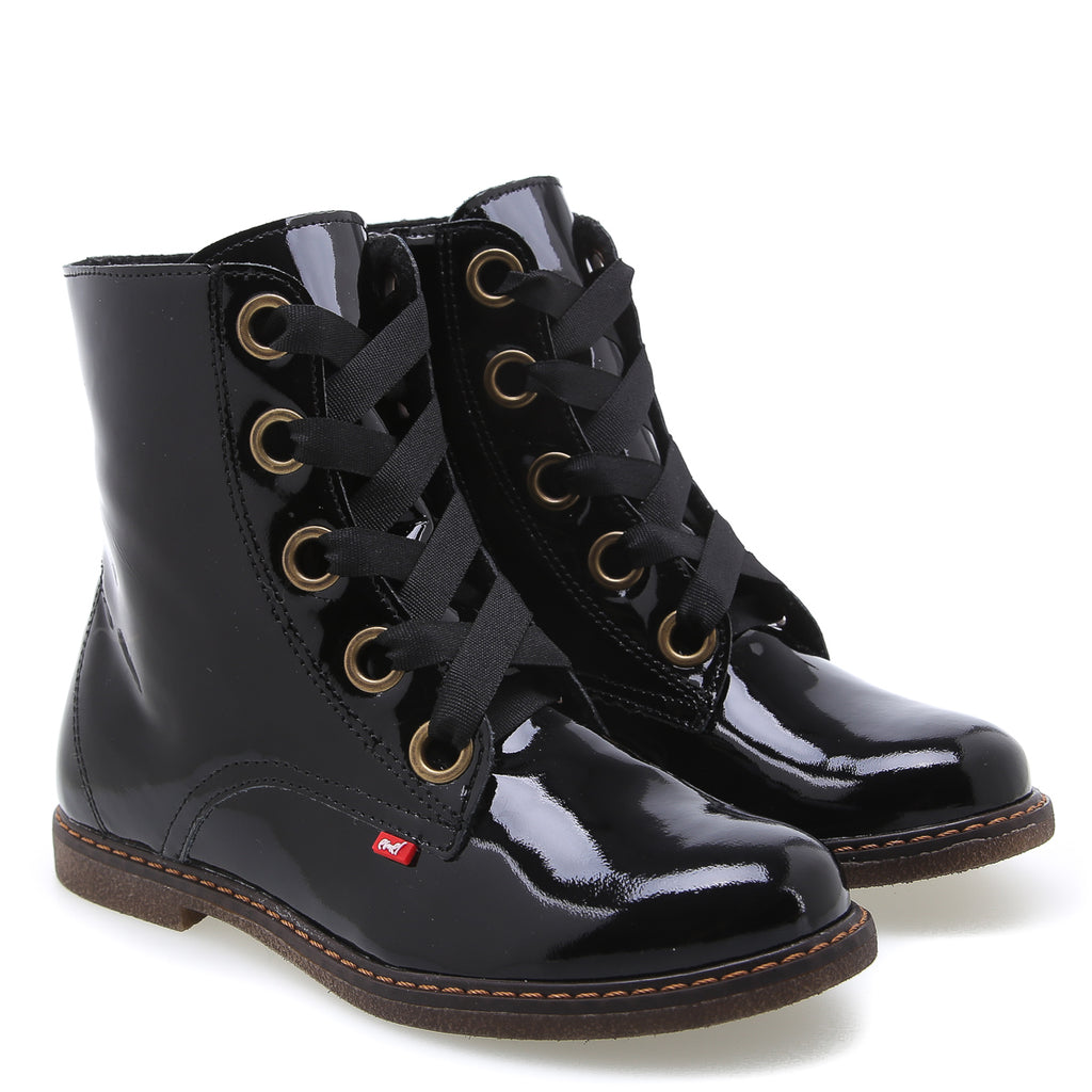 (E2622E-K/EY2622E) Emel Black patent lace-up boots - MintMouse (Unicorner Concept Store)
