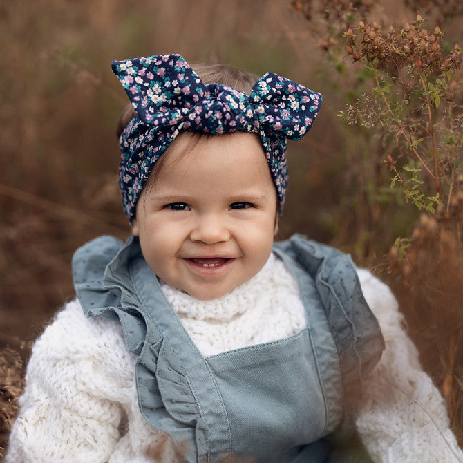 Headband - navy flowers/ Rosalie