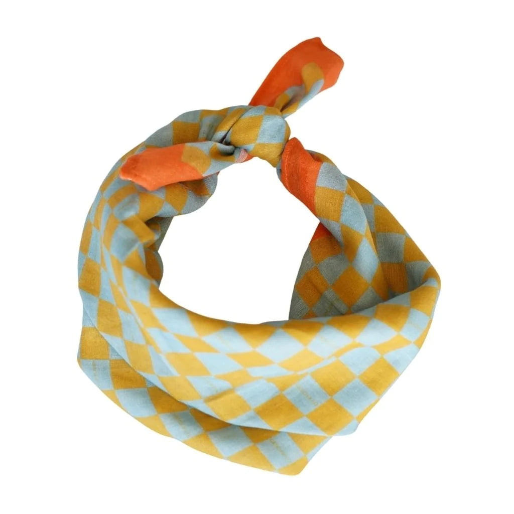 Head scarf - Checks Laguna+Wheat - MintMouse (Unicorner Concept Store)