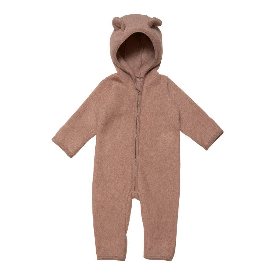 Huttelihut - Mushi Babysuit Ears cotton Fleece - Ash Rose - MintMouse (Unicorner Concept Store)