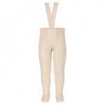 Rib Tights with elastic suspenders - Linen