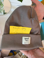 Winter beanie folded taupe grey