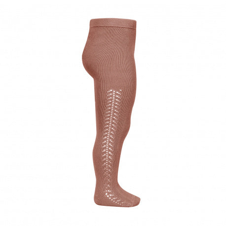 Side openwork warm tights - TERRACOTTA