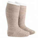 Knee-socks Merino Wool blend patterned - Nougat