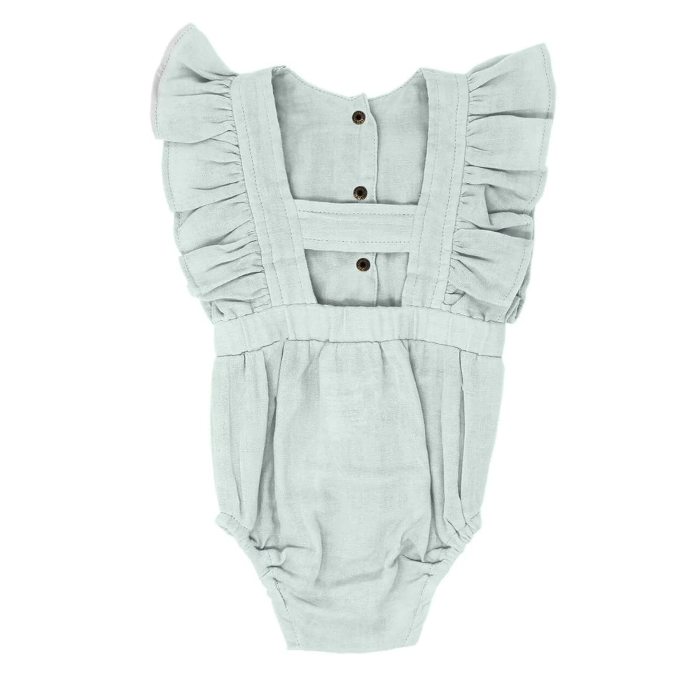 Organic Muslin Ruffle Bodysuit - Green Tea