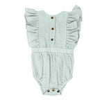 Organic Muslin Ruffle Bodysuit - Green Tea