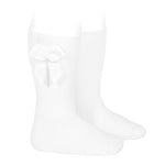 Knee-high socks with grossgrain side bow WHITE