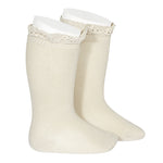 Knee socks with lace edging socks LINEN 304