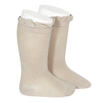 Knee socks with lace edging socks STONE 334