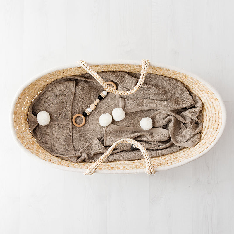 Bamboo hooded blanket with pom poms - beige - MintMouse (Unicorner Concept Store)