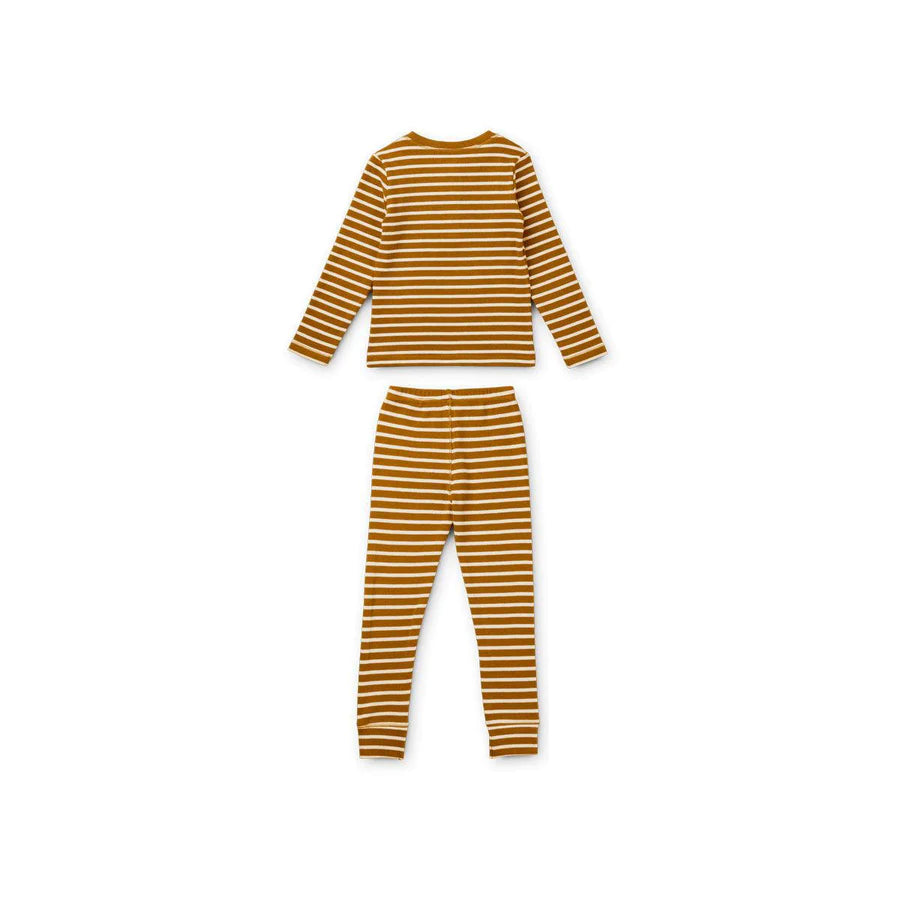 WILHELM PYJAMAS SET GOLDEN CARAMEL/SANDY STRIPES LIEWOOD - MintMouse (Unicorner Concept Store)